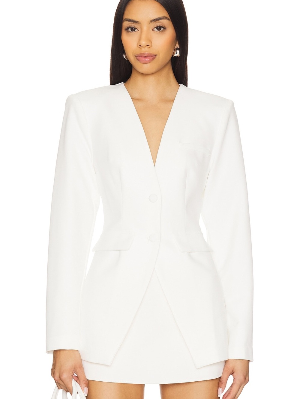 ALL THE WAYS Isla Blazer White Tailored Longline NWT Size S Flawed